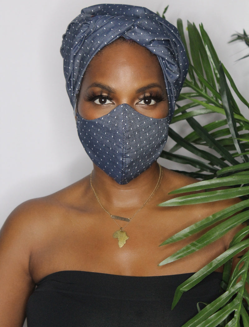 Denim and Dots Head Wrap – Royal House of Wraps