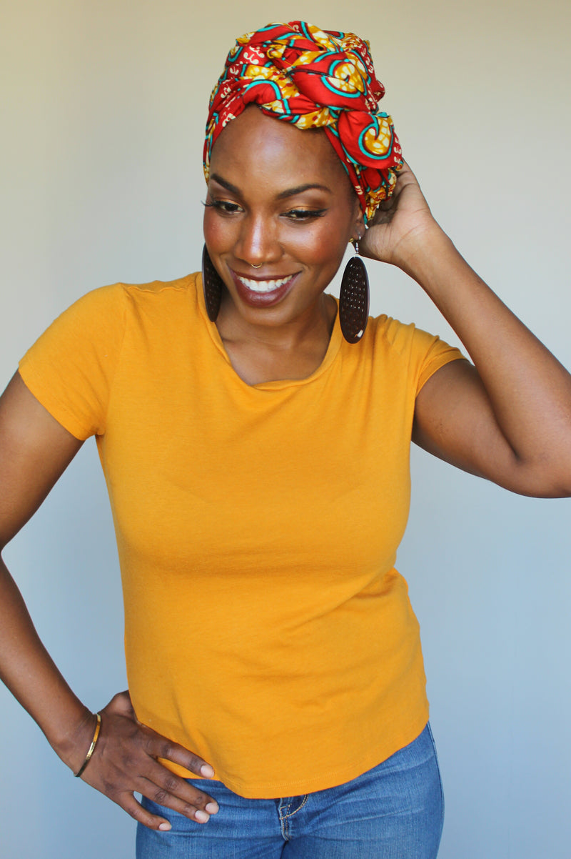 Roses and Red Velvet head wrap