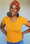 Roses and Red Velvet head wrap