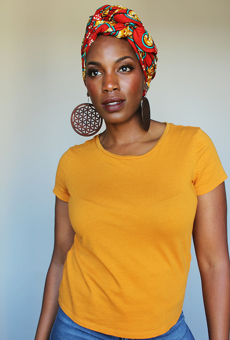 Roses and Red Velvet head wrap